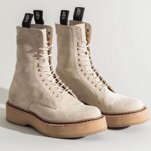 R13 Single Stack Khaki Suede Boots Size 8